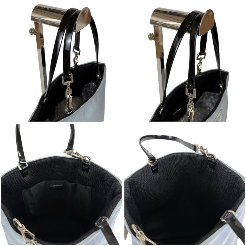 Prada Mini Tote Bag Triangle Logo Light Blue Light Blue Tessuto Nylon