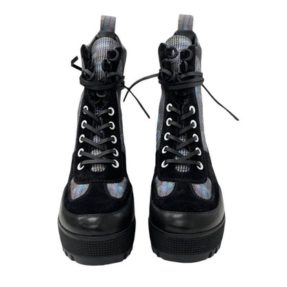 Louis Vuitton Laurie Line Monogram Boots Short Boots Shoes Leather Suede Black