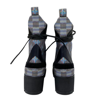 Louis Vuitton Laurie Line Monogram Boots Short Boots Shoes Leather Suede Black