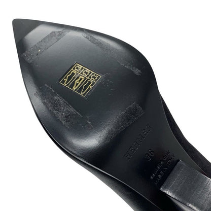 Hermes Hanae Boots Short Boots Shoes Suede Leather Black Unused