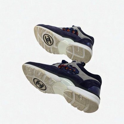 Chanel Sneakers Shoes Suede Fabric Navy Multicolor Here Mark Tweed