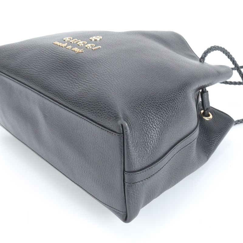 Gucci 419689 Leather Tote Bag Shoulder Hand Genuine Leather Black A4 Ladies CEM