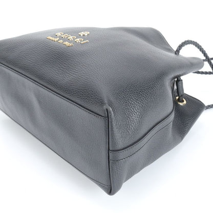 Gucci 419689 Leather Tote Bag Shoulder Hand Genuine Leather Black A4 Ladies CEM