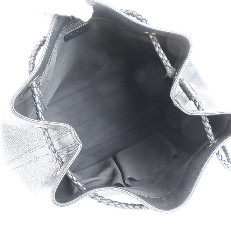 Gucci 419689 Leather Tote Bag Shoulder Hand Genuine Leather Black A4 Ladies CEM