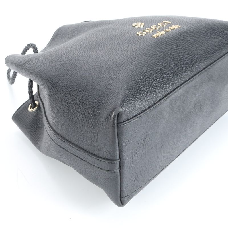 Gucci 419689 Leather Tote Bag Shoulder Hand Genuine Leather Black A4 Ladies CEM