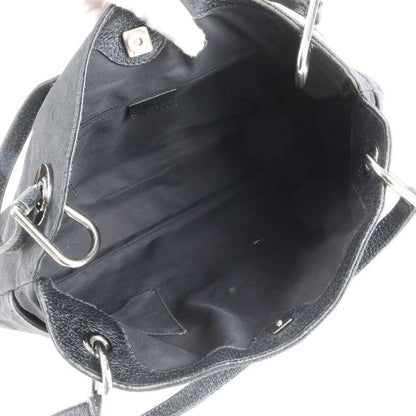 Gucci GG Canvas 121023 Leather Tote Bag Shoulder Hand Genuine Leather Black