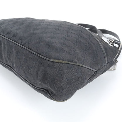 Gucci GG Canvas 121023 Leather Tote Bag Shoulder Hand Genuine Leather Black