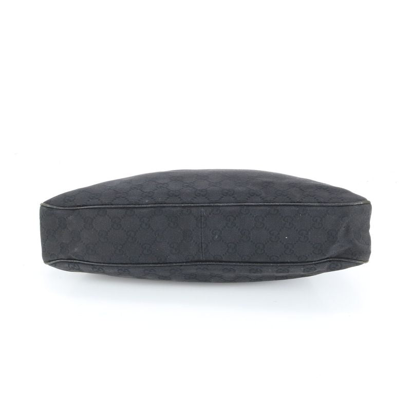 Gucci GG Canvas 121023 Leather Tote Bag Shoulder Hand Genuine Leather Black