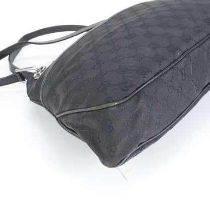 Gucci GG Canvas 121023 Leather Tote Bag Shoulder Hand Genuine Leather Black
