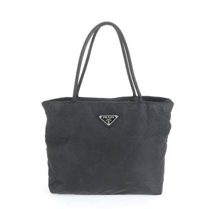 Prada Tessuto Nylon Triangle Logo Tote Bag Shoulder Hand Black Women REM Cz20-1