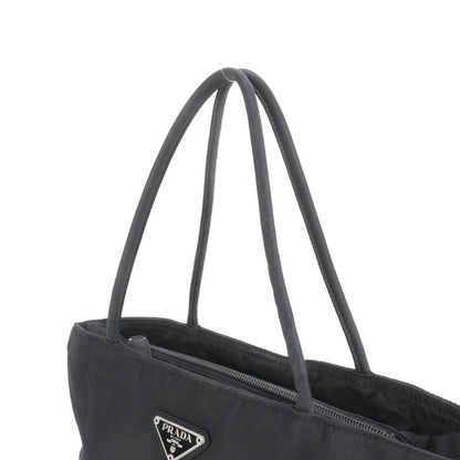 Prada Tessuto Nylon Triangle Logo Tote Bag Shoulder Hand Black Women REM Cz20-1