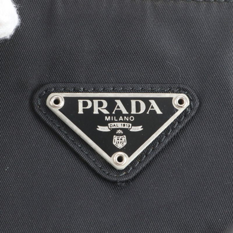 Prada Tessuto Nylon Triangle Logo Tote Bag Shoulder Hand Black Women REM Cz20-1