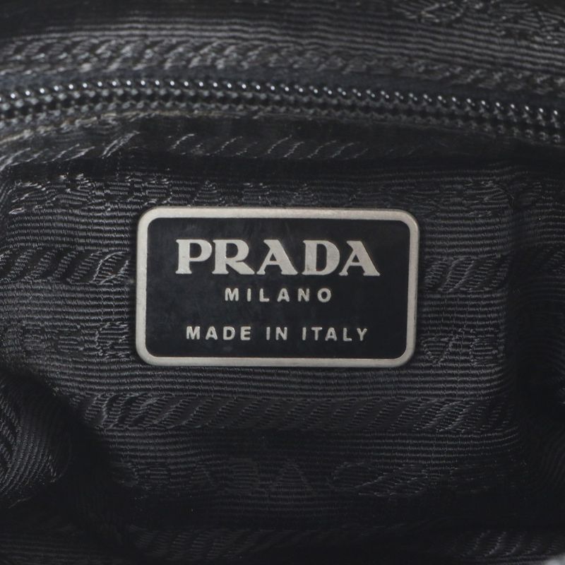 Prada Tessuto Nylon Triangle Logo Tote Bag Shoulder Hand Black Women REM Cz20-1