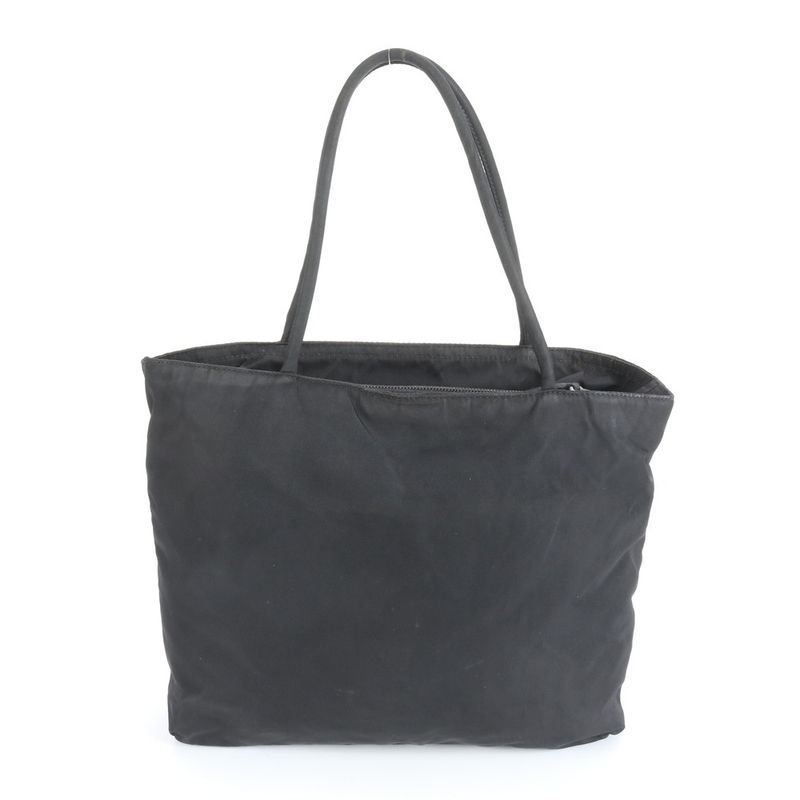 Prada Tessuto Nylon Triangle Logo Tote Bag Shoulder Hand Black Women REM Cz20-1