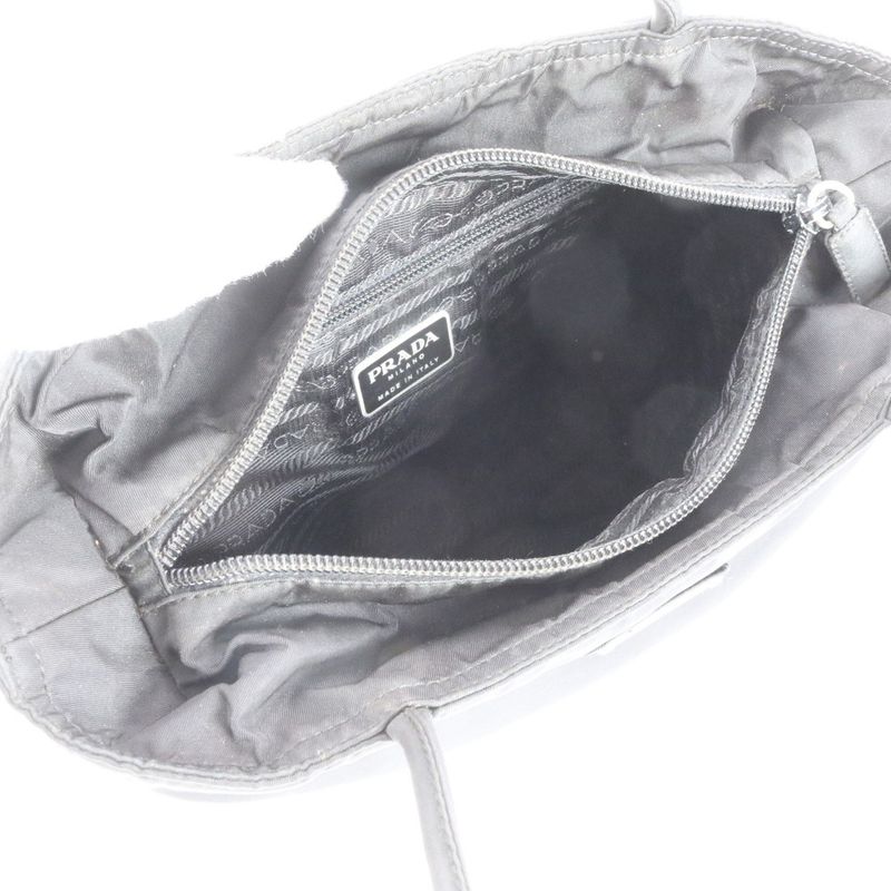 Prada Tessuto Nylon Triangle Logo Tote Bag Shoulder Hand Black Women REM Cz20-1