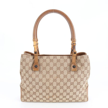 Gucci GG Canvas Bamboo 112526 Leather Tote Bag Shoulder Hand Brown Women's REM