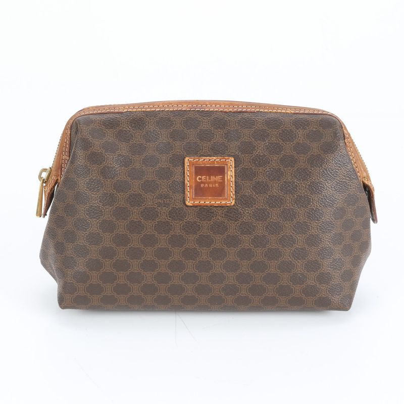 Vintage Celine Macadam Leather Clutch Bag Hand Second Pouch Women's REM Cz19-7