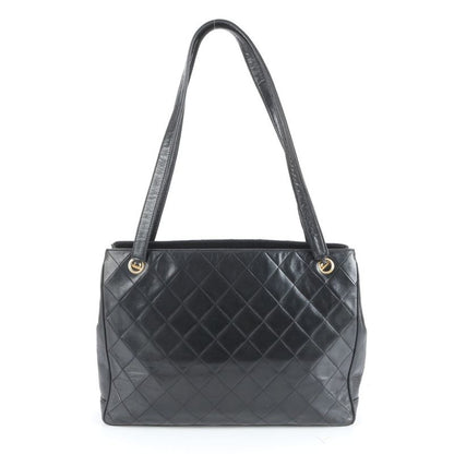 Chanel With Serial Seal Matelasse Lambskin Leather Tote Bag Shoulder Black