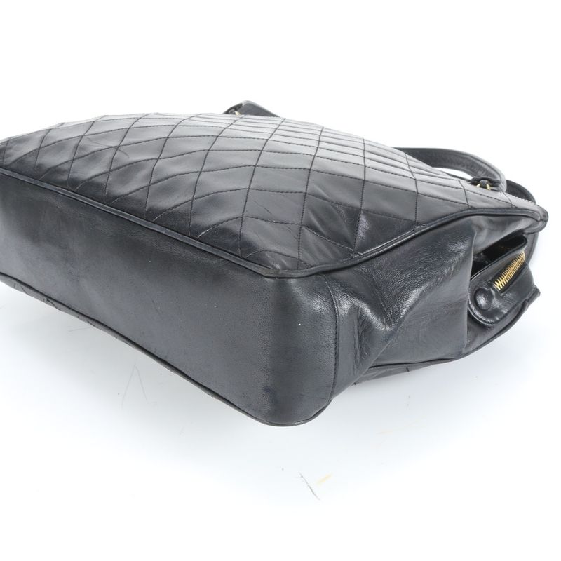 Chanel With Serial Seal Matelasse Lambskin Leather Tote Bag Shoulder Black