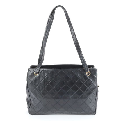 Chanel With Serial Seal Matelasse Lambskin Leather Tote Bag Shoulder Black