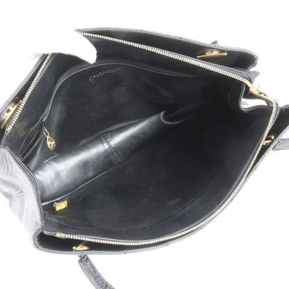 Chanel With Serial Seal Matelasse Lambskin Leather Tote Bag Shoulder Black