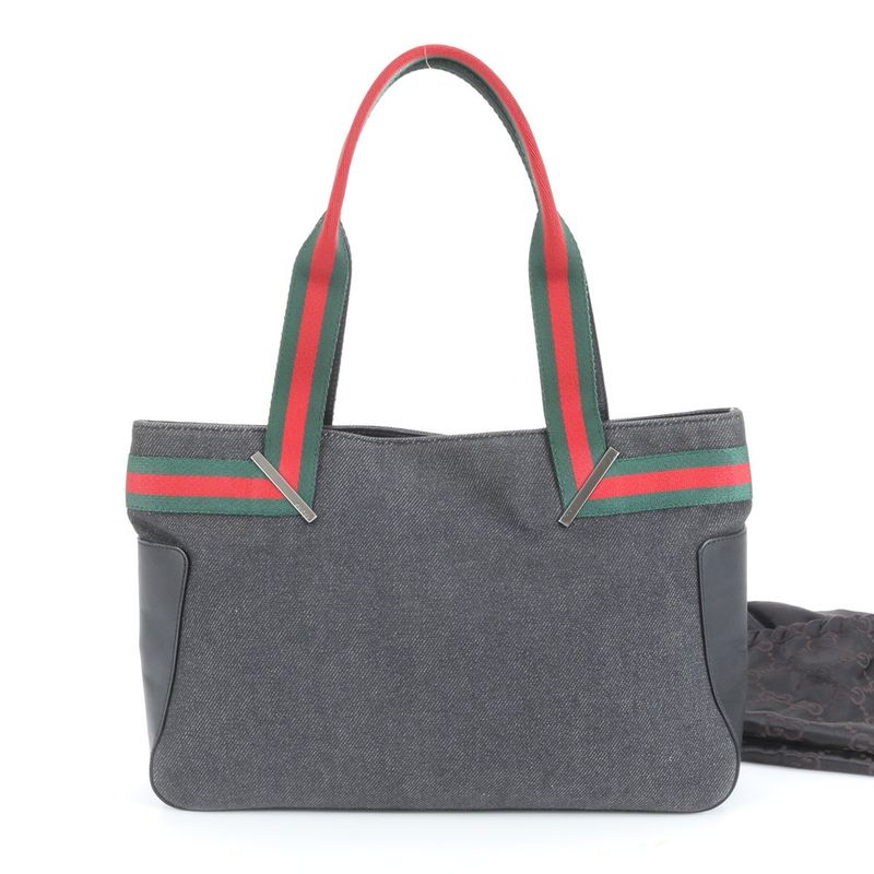 Gucci Sherry Line 73983 Leather Tote Bag Shoulder Hand Black Women's CEM Cz23-8