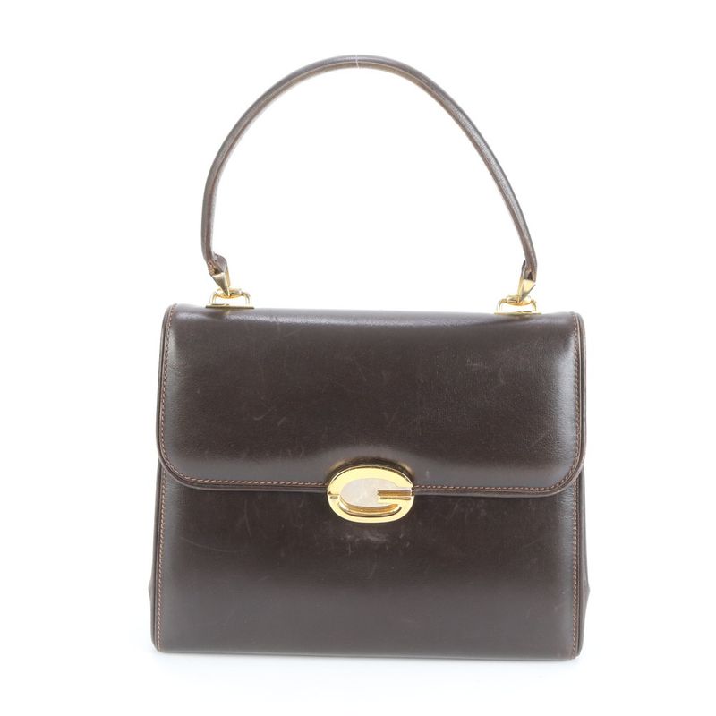 Vintage Old Gucci Leather Handbag Tote Genuine Leather Brown Women's CEM Cz21-10