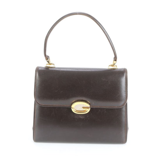 Vintage Old Gucci Leather Handbag Tote Genuine Leather Brown Women's CEM Cz21-10