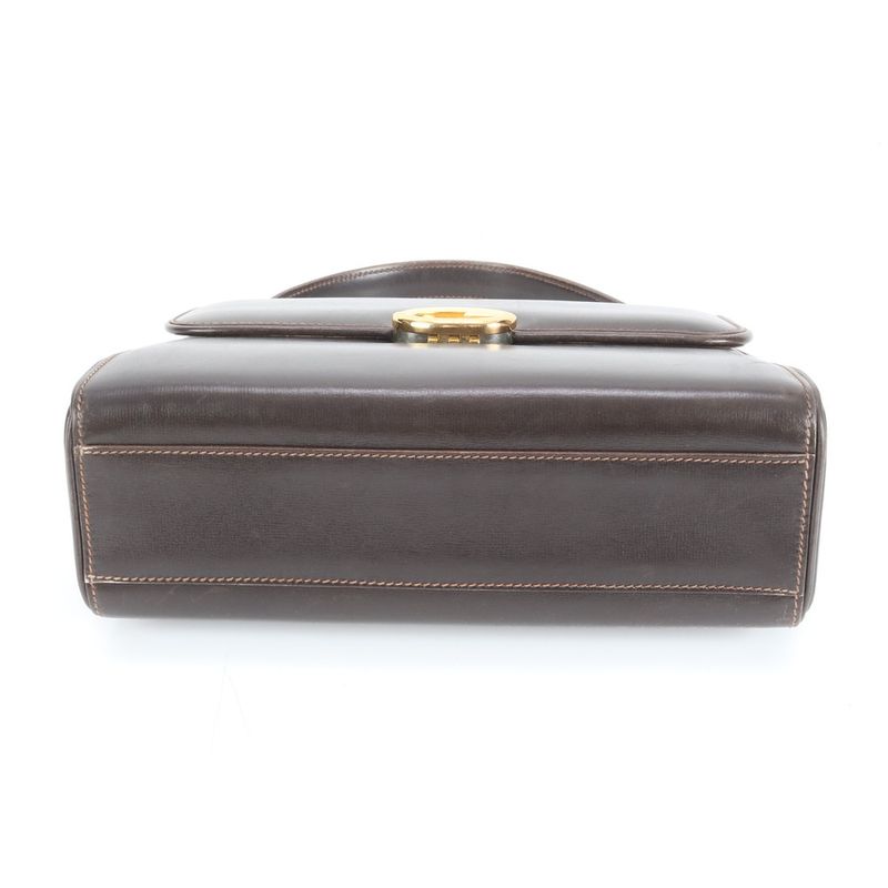 Vintage Old Gucci Leather Handbag Tote Genuine Leather Brown Women's CEM Cz21-10