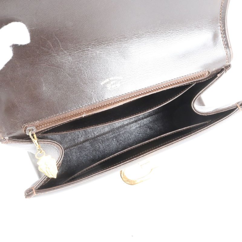 Vintage Old Gucci Leather Handbag Tote Genuine Leather Brown Women's CEM Cz21-10