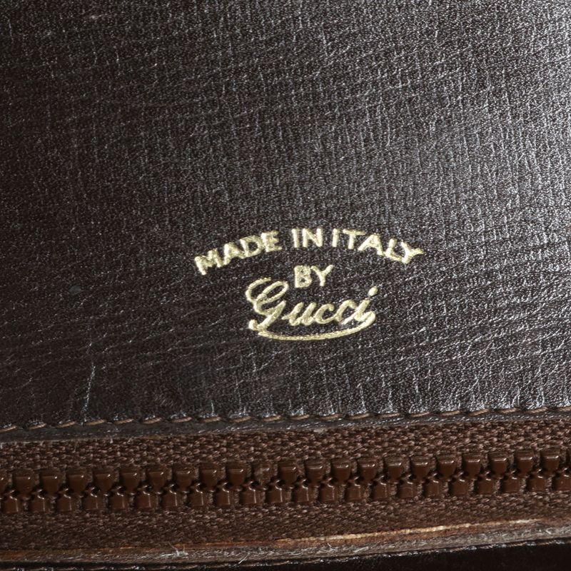 Vintage Old Gucci Leather Handbag Tote Genuine Leather Brown Women's CEM Cz21-10