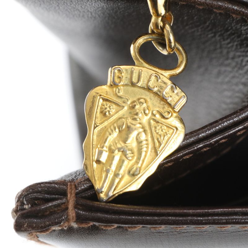 Vintage Old Gucci Leather Handbag Tote Genuine Leather Brown Women's CEM Cz21-10