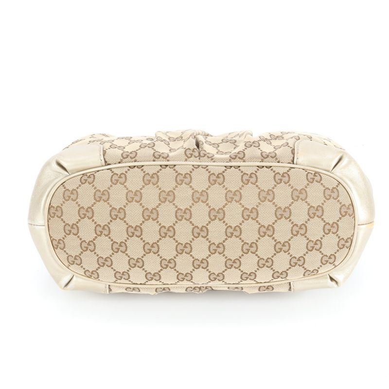 Gucci GG Canvas 247902 Leather Tote Bag Shoulder Hand Genuine Leather Gold