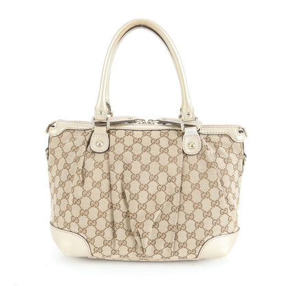 Gucci GG Canvas 247902 Leather Tote Bag Shoulder Hand Genuine Leather Gold
