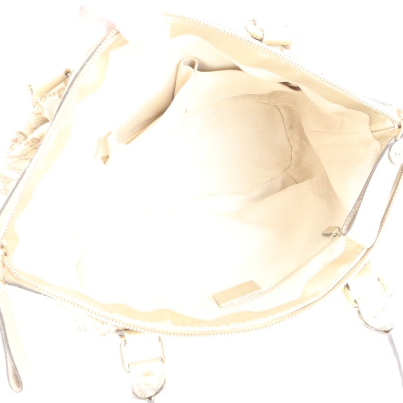 Gucci GG Canvas 247902 Leather Tote Bag Shoulder Hand Genuine Leather Gold
