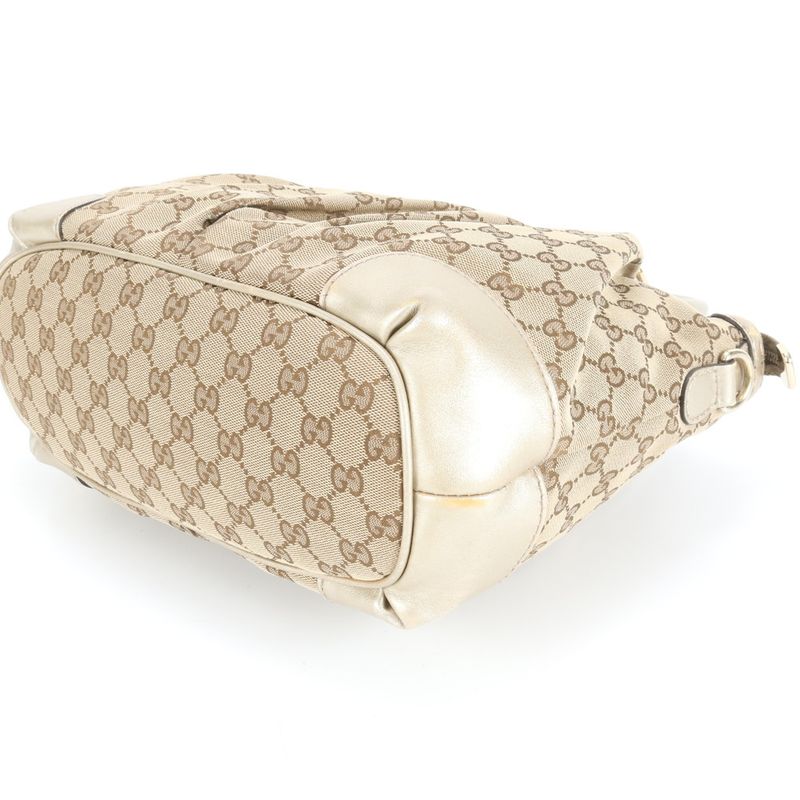 Gucci GG Canvas 247902 Leather Tote Bag Shoulder Hand Genuine Leather Gold