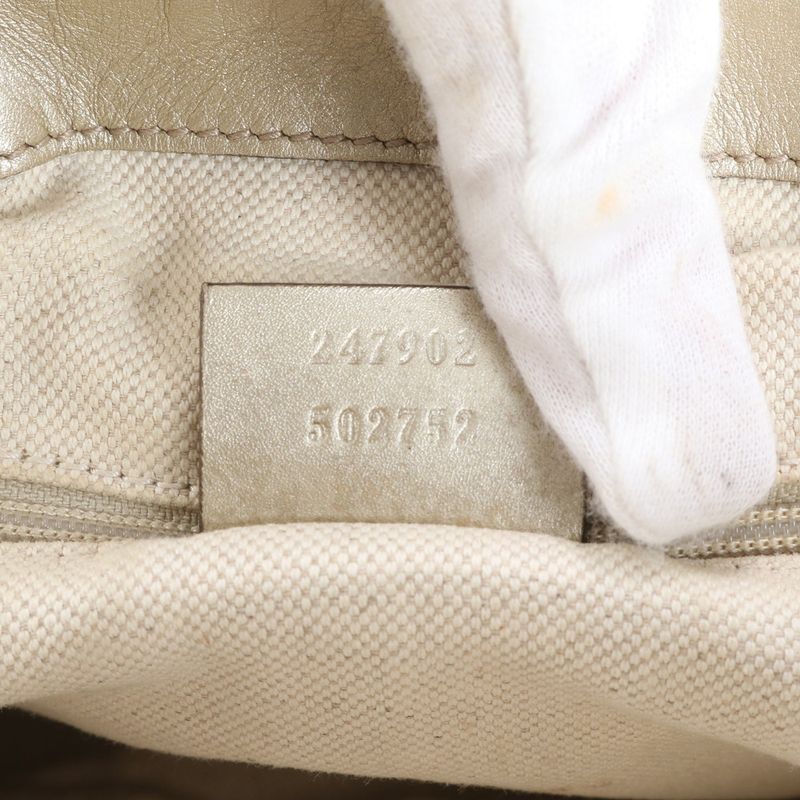 Gucci GG Canvas 247902 Leather Tote Bag Shoulder Hand Genuine Leather Gold
