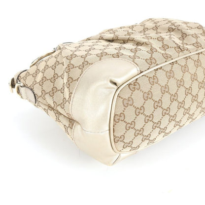 Gucci GG Canvas 247902 Leather Tote Bag Shoulder Hand Genuine Leather Gold