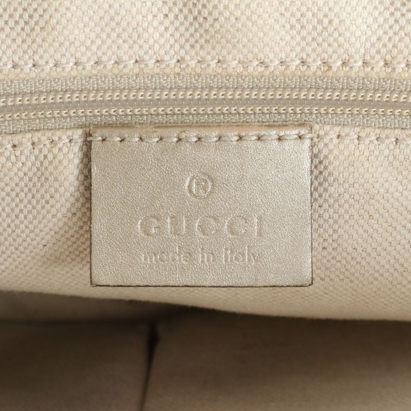 Gucci GG Canvas 247902 Leather Tote Bag Shoulder Hand Genuine Leather Gold