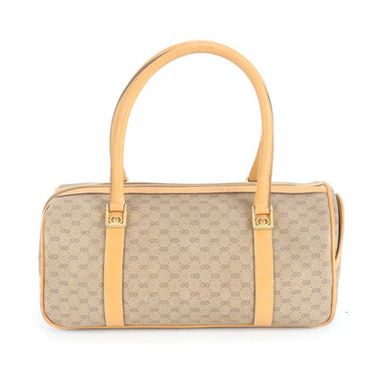 Vintage Gucci Micro GG Leather Handbag Tote Brown Women's CEM Cz21-3