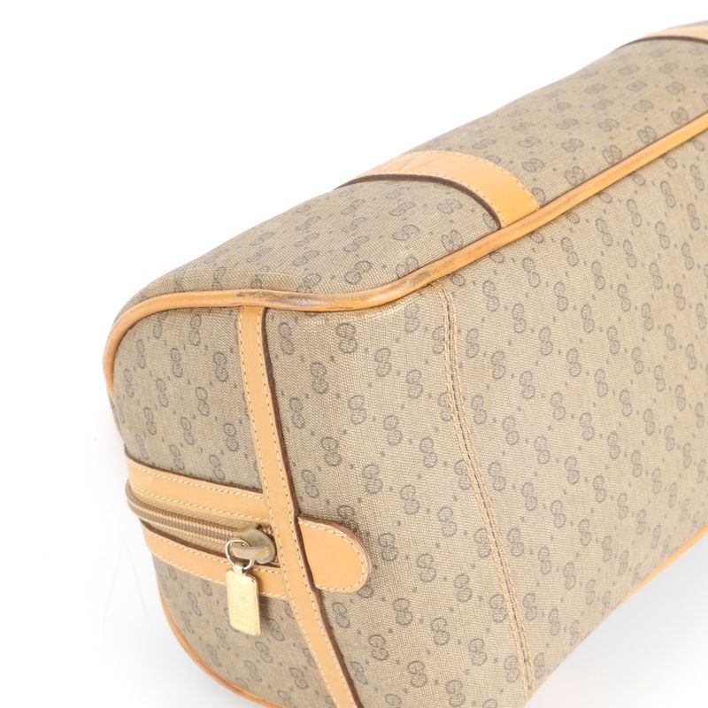 Vintage Gucci Micro GG Leather Handbag Tote Brown Women's CEM Cz21-3