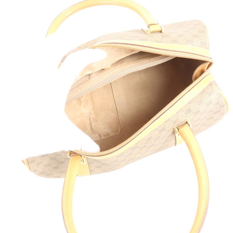 Vintage Gucci Micro GG Leather Handbag Tote Brown Women's CEM Cz21-3