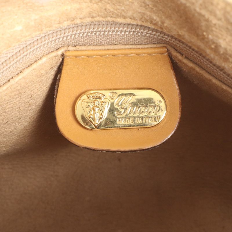 Vintage Gucci Micro GG Leather Handbag Tote Brown Women's CEM Cz21-3