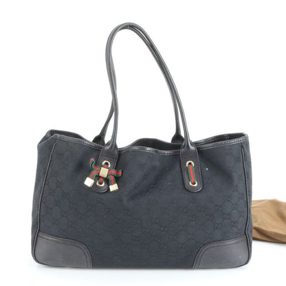 Gucci GG Canvas Princy 163805 Leather Tote Bag Shoulder Hand Black Women's CEM