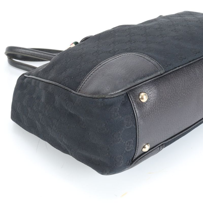 Gucci GG Canvas Princy 163805 Leather Tote Bag Shoulder Hand Black Women's CEM