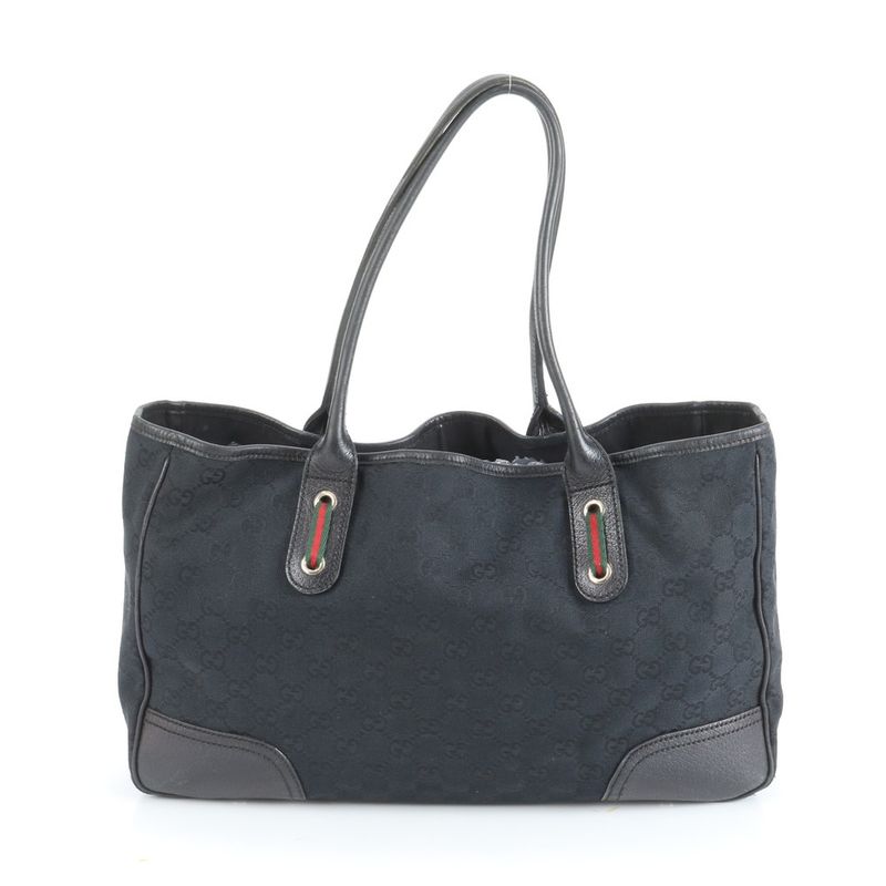 Gucci GG Canvas Princy 163805 Leather Tote Bag Shoulder Hand Black Women's CEM