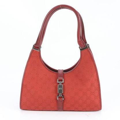 Gucci GG Canvas Jackie Red 01719 Leather Handbag Tote Genuine Leather Women CEM