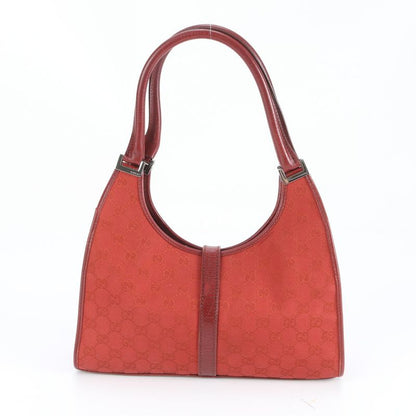 Gucci GG Canvas Jackie Red 01719 Leather Handbag Tote Genuine Leather Women CEM