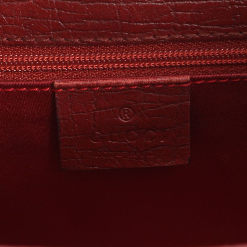 Gucci GG Canvas Jackie Red 01719 Leather Handbag Tote Genuine Leather Women CEM