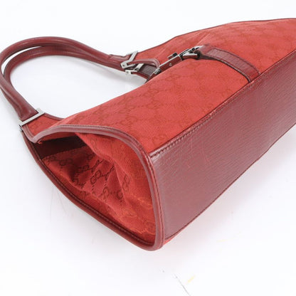 Gucci GG Canvas Jackie Red 01719 Leather Handbag Tote Genuine Leather Women CEM